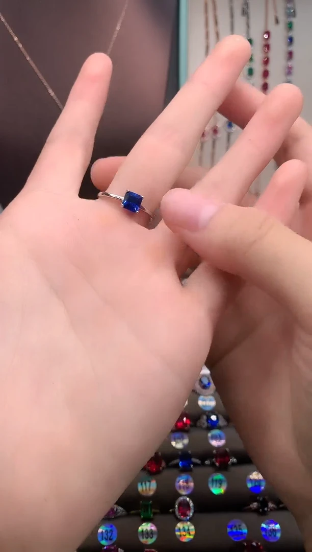 蓝宝石戒指未镶嵌银本色6