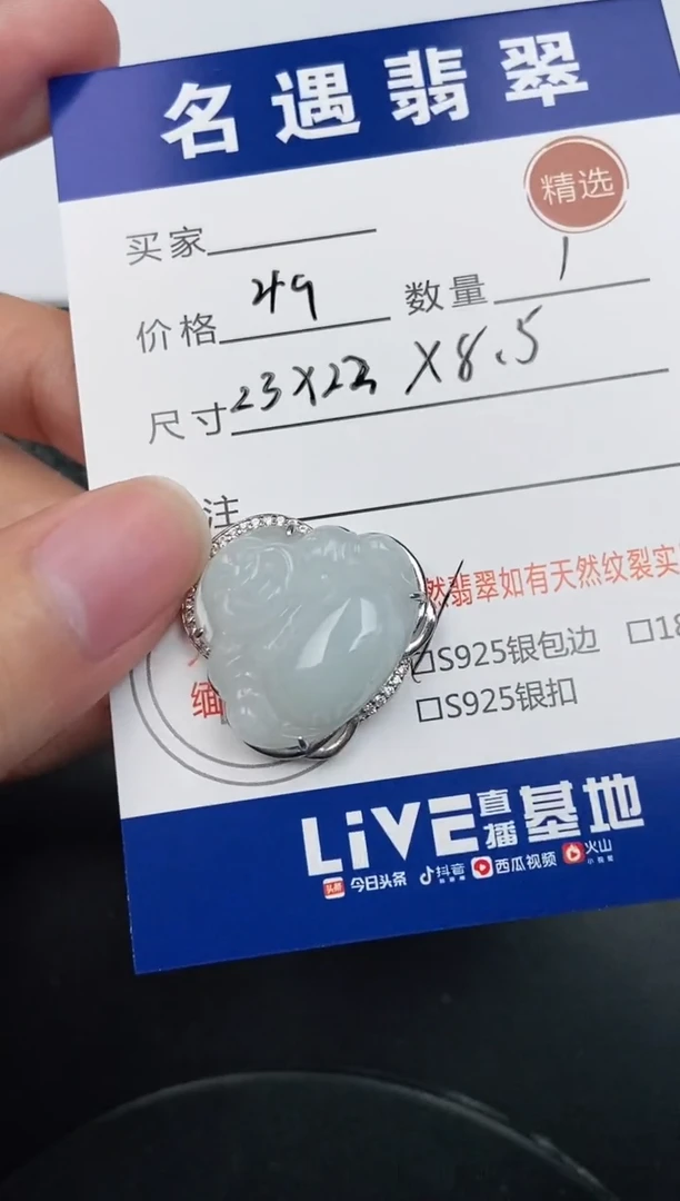 翡翠银S925镶嵌颈饰挂件