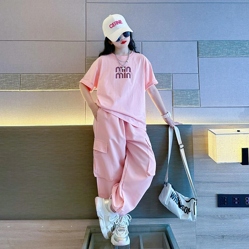 MK&UR.BV儿童时尚套装女洋气时髦夏季中大童初中生夏装运动服穿搭