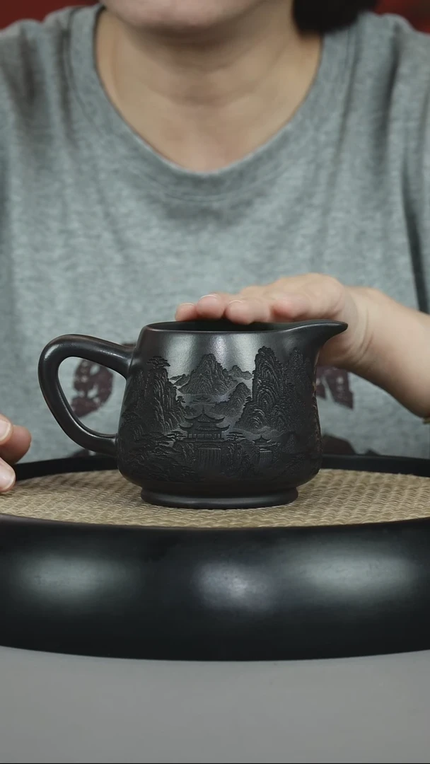 茶壶紫砂石黄 卧虎藏龙 公道杯