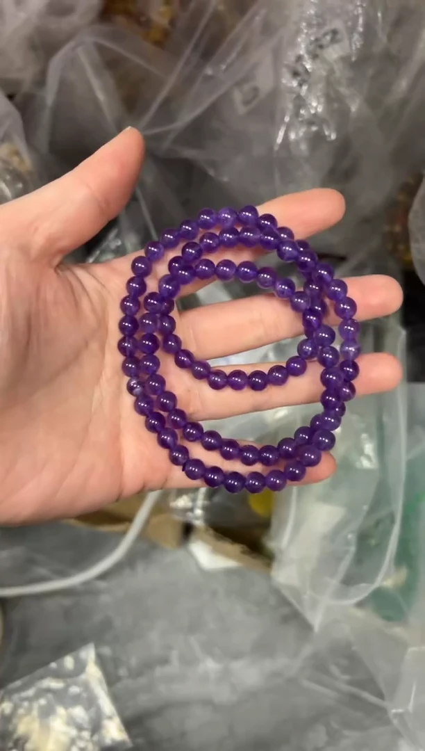 【闪购商品】水晶手链未镶嵌紫水晶圆珠多圈手链[1210]