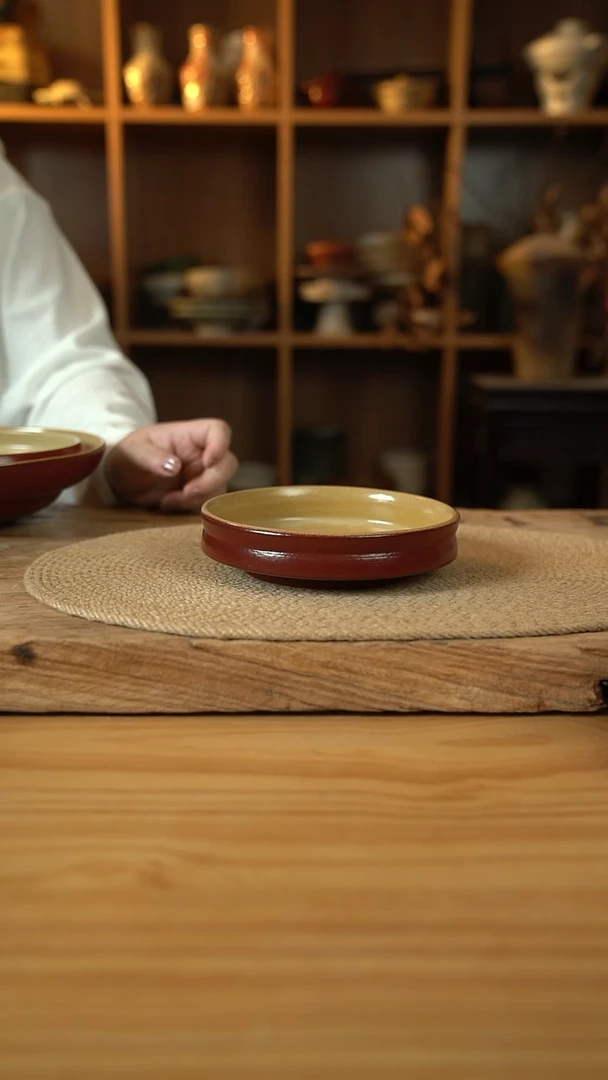 复古红系列的6英寸折腰盘1个