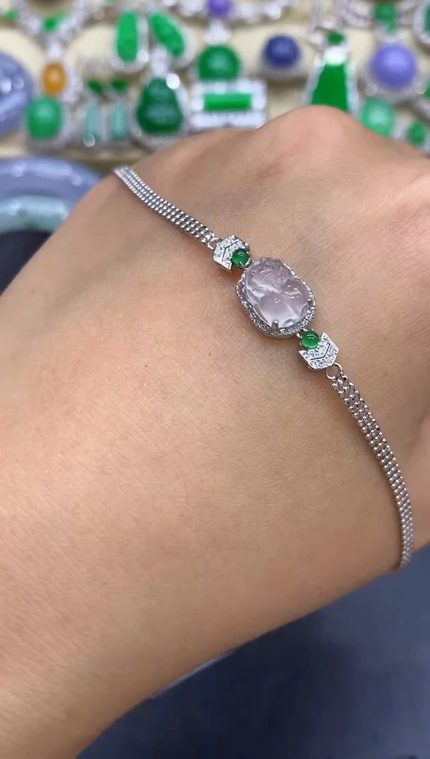 18K金镶嵌手链翡翠368-中国好珍宝