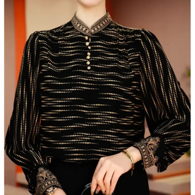 小立领衬衣轻奢优雅洋气减龄时尚百搭显瘦衬衫V25Z119