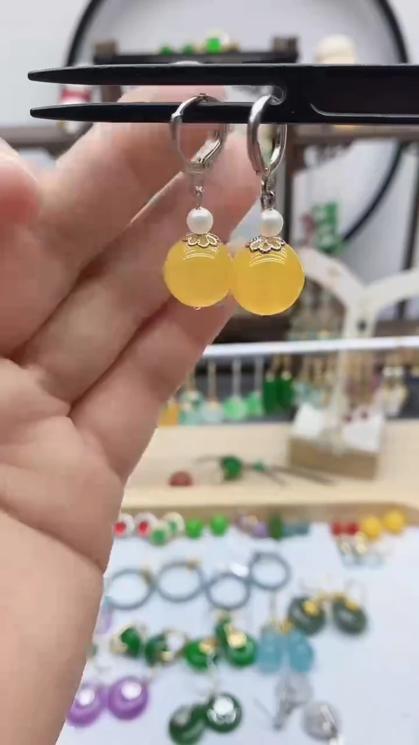 银S925镶嵌耳饰玛瑙/玉髓42