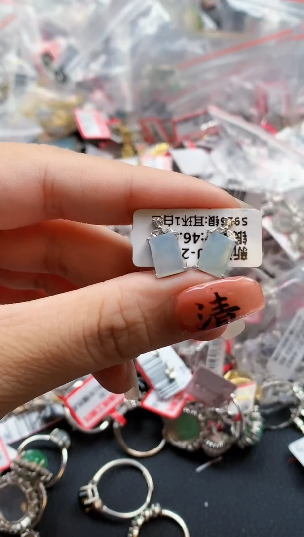 银S925镶嵌戒指翡翠天然A货缅甸翡翠