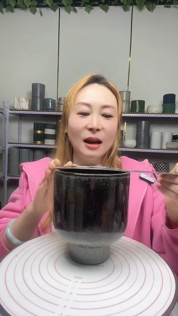 默认打孔陶瓷花盆宽高13.5-15.5