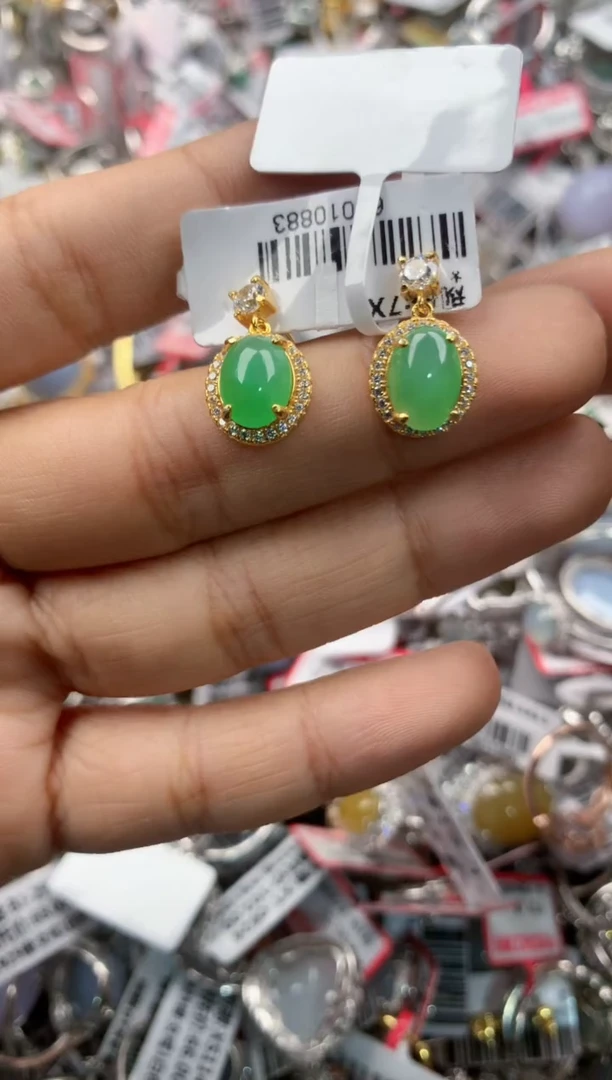 银S925镶嵌戒指翡翠12            6