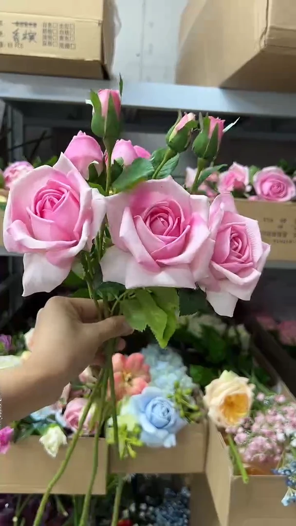 3枝粉色手感保湿妃子玫