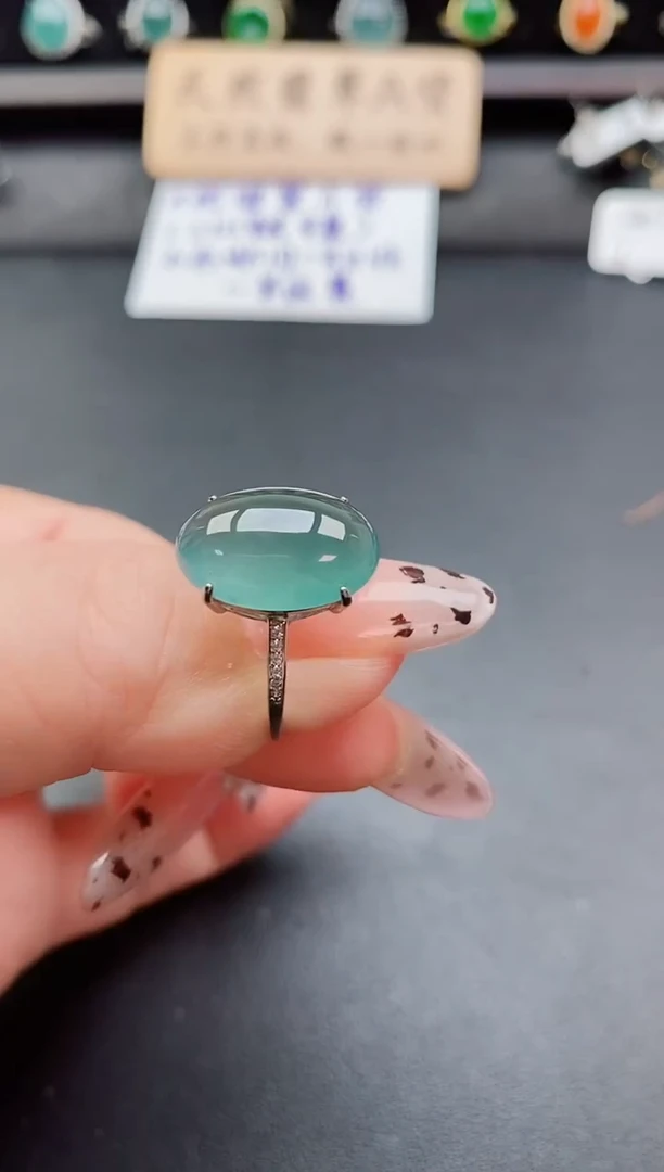 银S925镶嵌戒指翡翠1