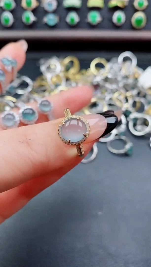 银S925镶嵌戒指翡翠1