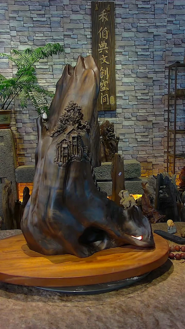 木金丝楠阴沉木山水摆件