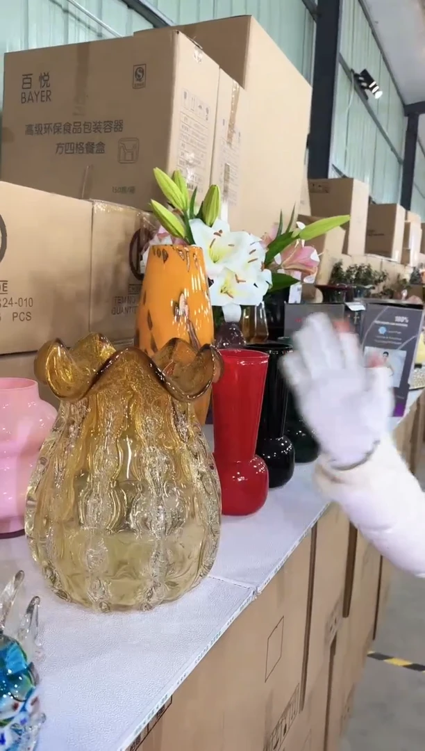 【闪购商品】无铅玻璃悠悠O-花器-33早黄琉璃花瓶