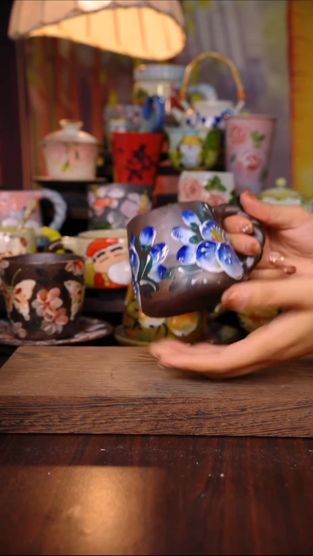 杯子陶泥垚手作 景德镇手工手绘陶瓷器物