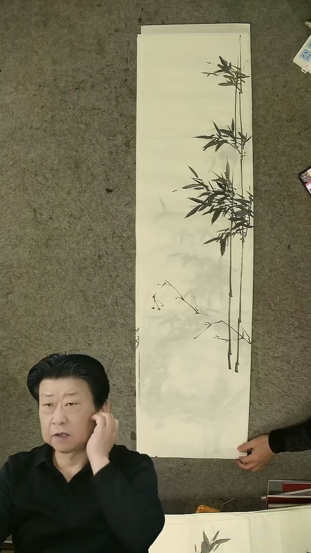 国画四尺对开  墨竹条屏 34*138cm