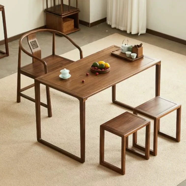 北美黑胡桃木小茶桌新中式禅意茶台小户型茶室家用简约功夫茶几桌