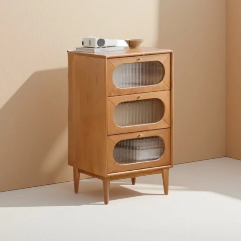 苏林鲁业实木斗柜储物柜卧室樱桃木抽屉三斗柜复古家用斗橱收纳柜