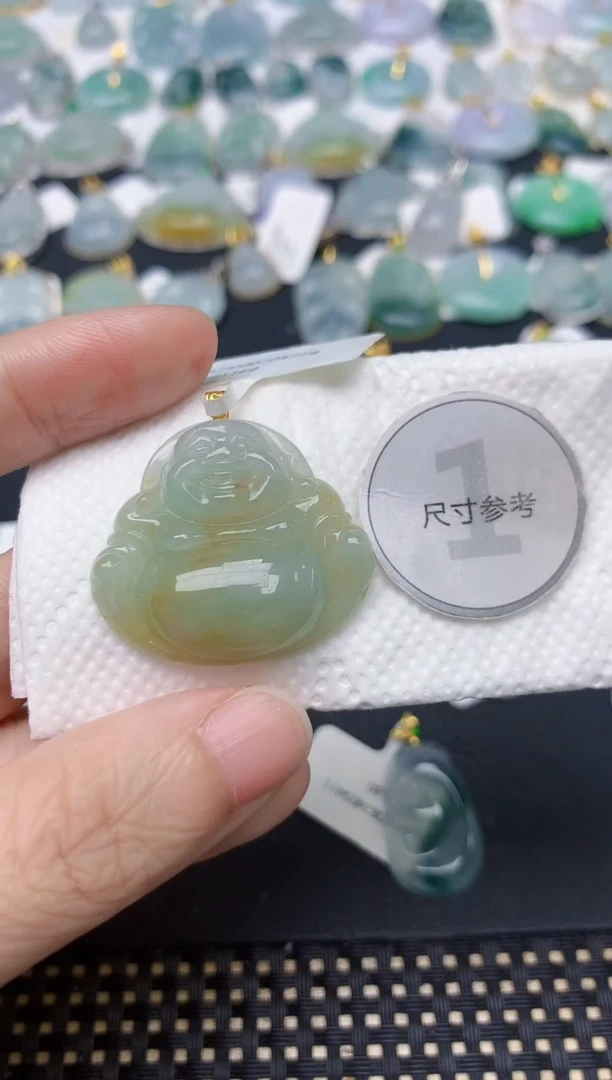 颈饰18K金镶嵌翡翠天然缅甸A货翡翠