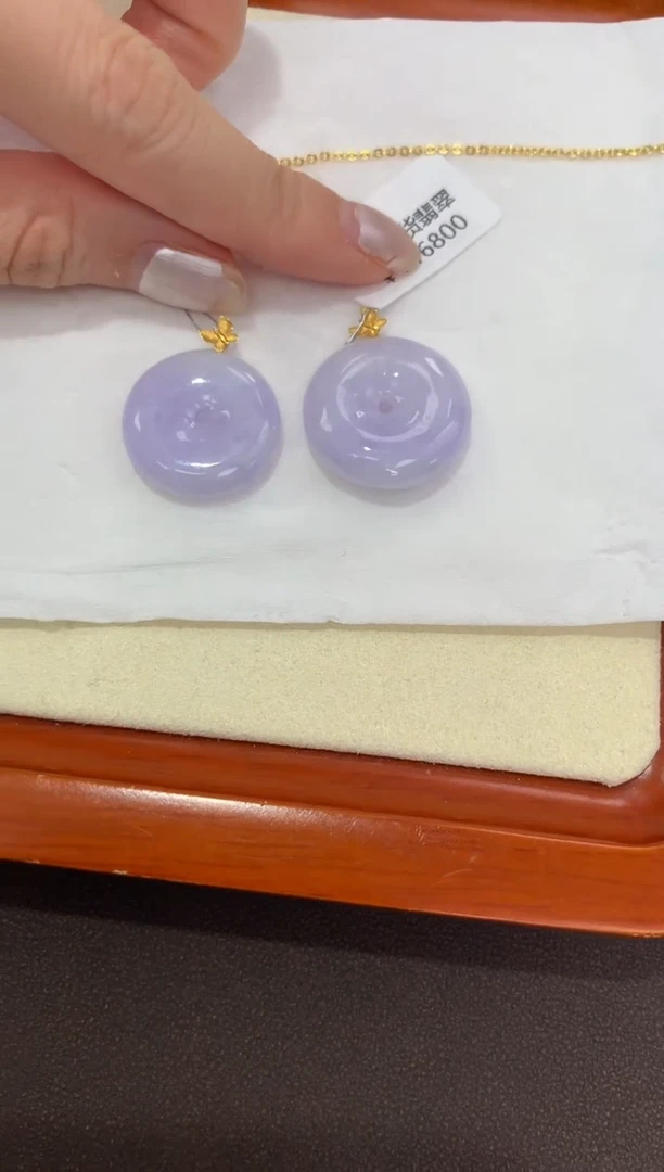 翡翠18K金镶嵌颈饰天然缅甸a货淡紫(多样性发其一