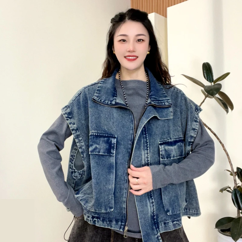 牛仔短款马甲春装新款宽松马夹外套显瘦百搭春秋休闲上衣