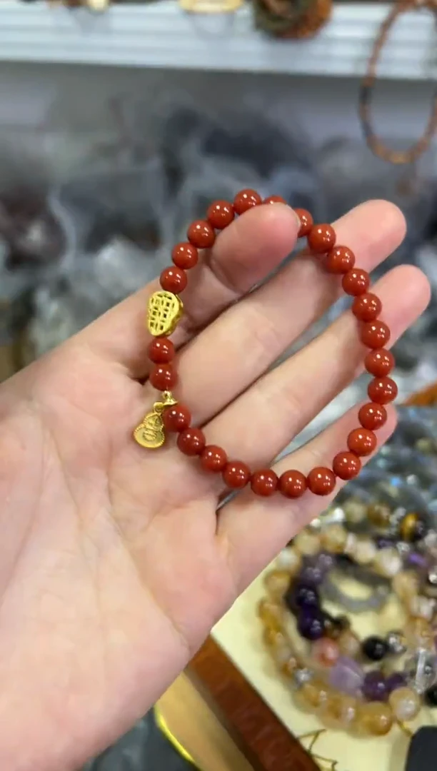 【闪购商品】玛瑙/玉髓手链未镶嵌满肉柿子红葫芦款手链[3376]