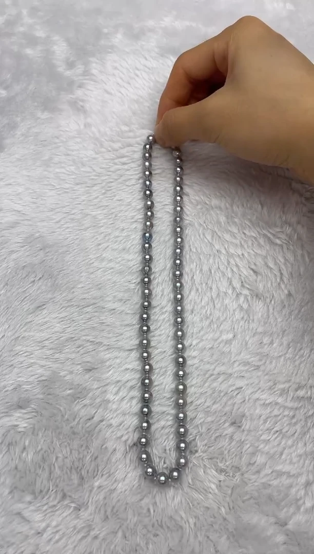 项链银S925镶嵌海水珍珠AK真多麻6.5-7mm