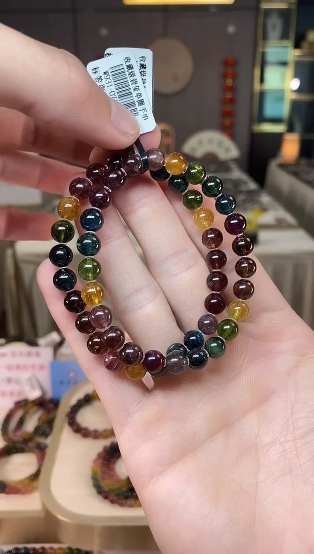 未镶嵌老矿碧玺彩虹单圈手串7mm+碧玺多样性发货一条xion