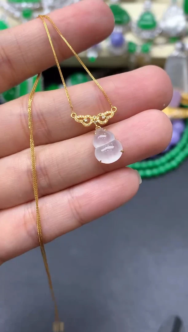 颈饰18K金镶嵌翡翠406-中国好珍宝