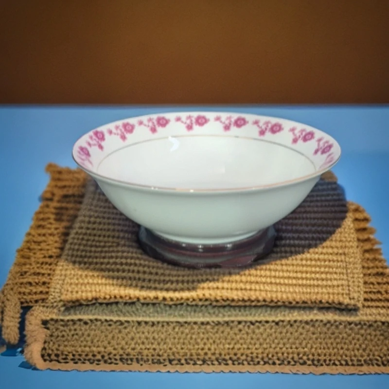 景德镇陶瓷描金小红花9寸斗碗