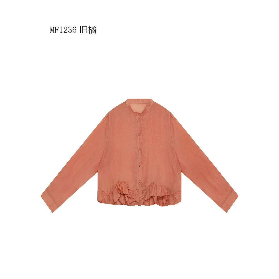 【麻訪家】MF1236旧橘文艺减龄荷叶边百搭长袖开衫上衣