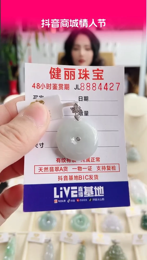 【闪购商品】翡翠颈饰银S925镶嵌天然缅甸翡翠 平安扣(一物一证)