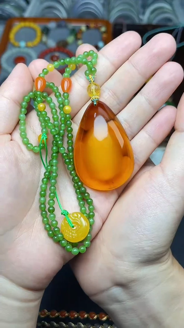 蜜蜡颈饰未镶嵌水滴 06