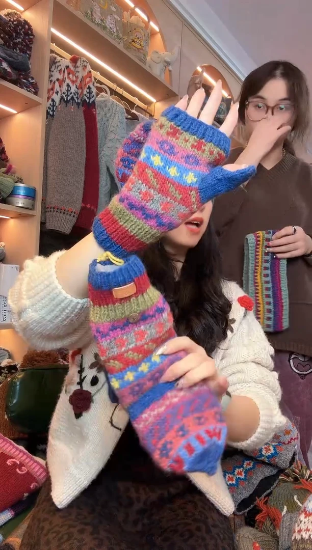 绵羊毛@*薇五指手套4885