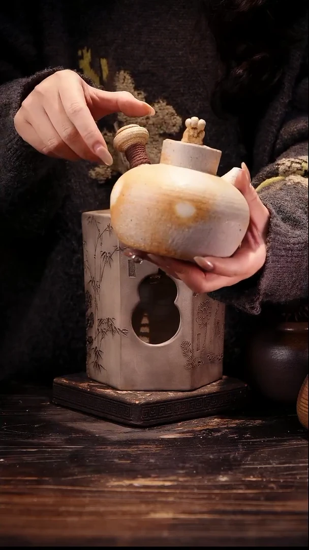 纯手工柴烧狮子侧把