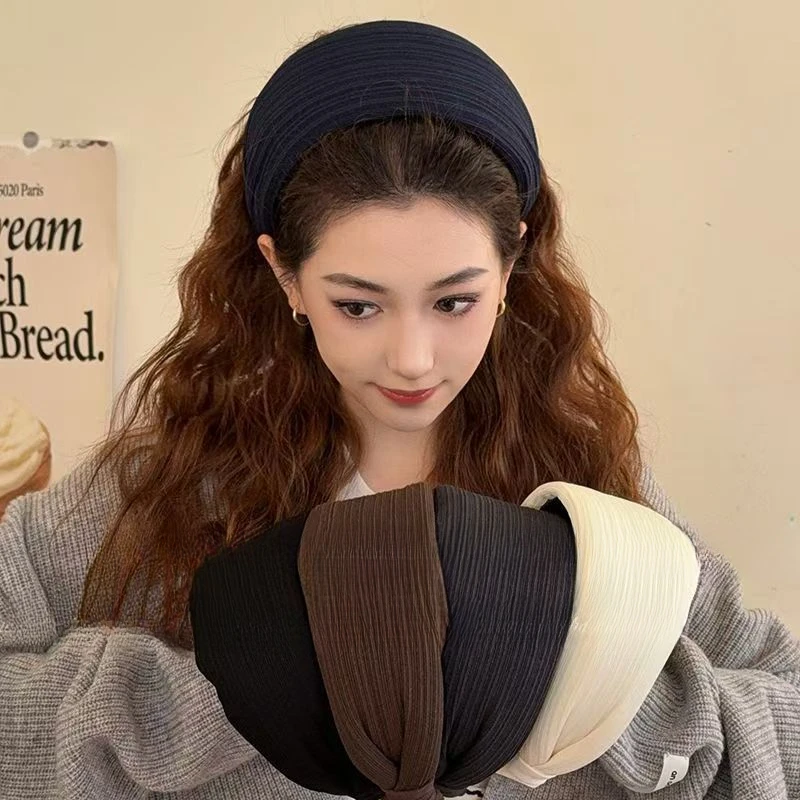 韩系秋冬针织宽边发箍女2025新款高颅顶洋气时尚发卡气质慵懒发饰