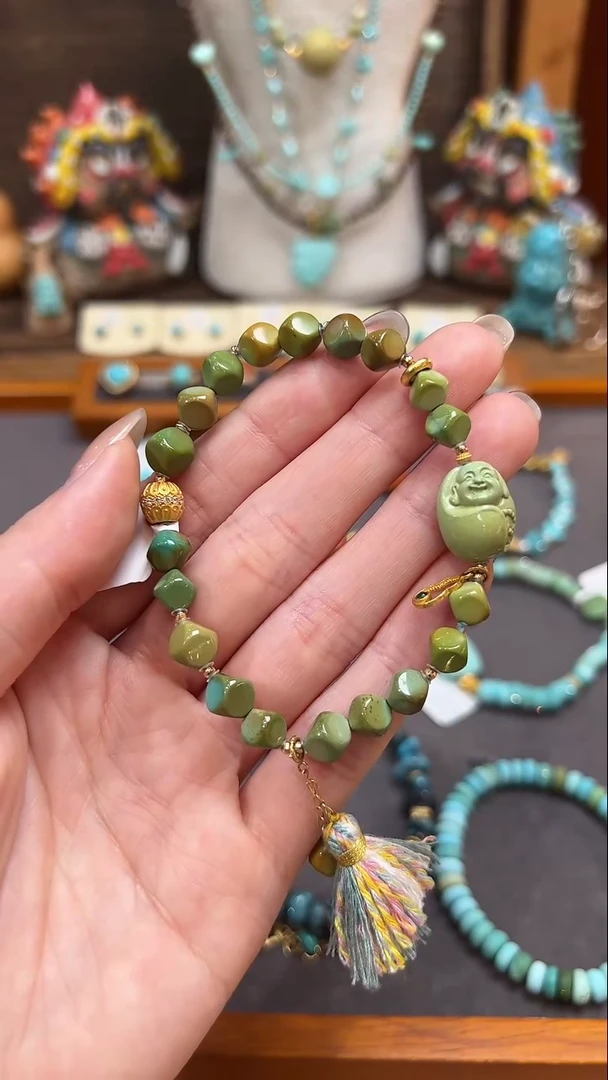 18K金镶嵌绿松石手链绿松石手链