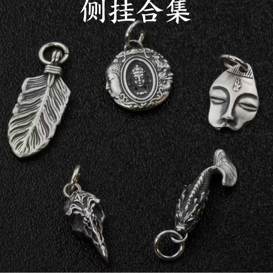 925银银制品 925银制品 文玩配饰侧挂牌集合物复古做旧手串持精工