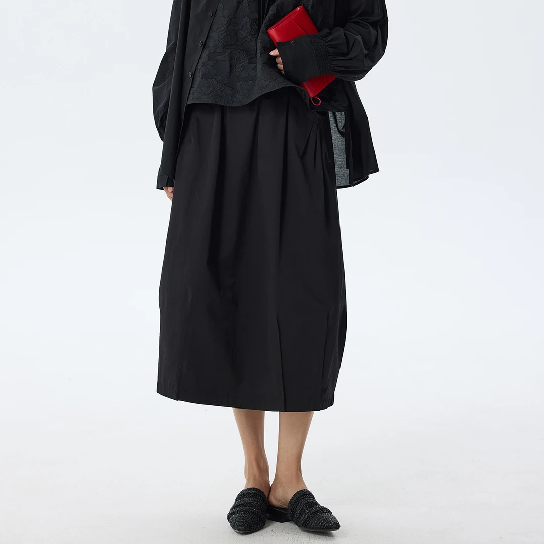 DE Mincollection茧型半身裙/精梳棉气球裙松紧腰花苞半身裙55311