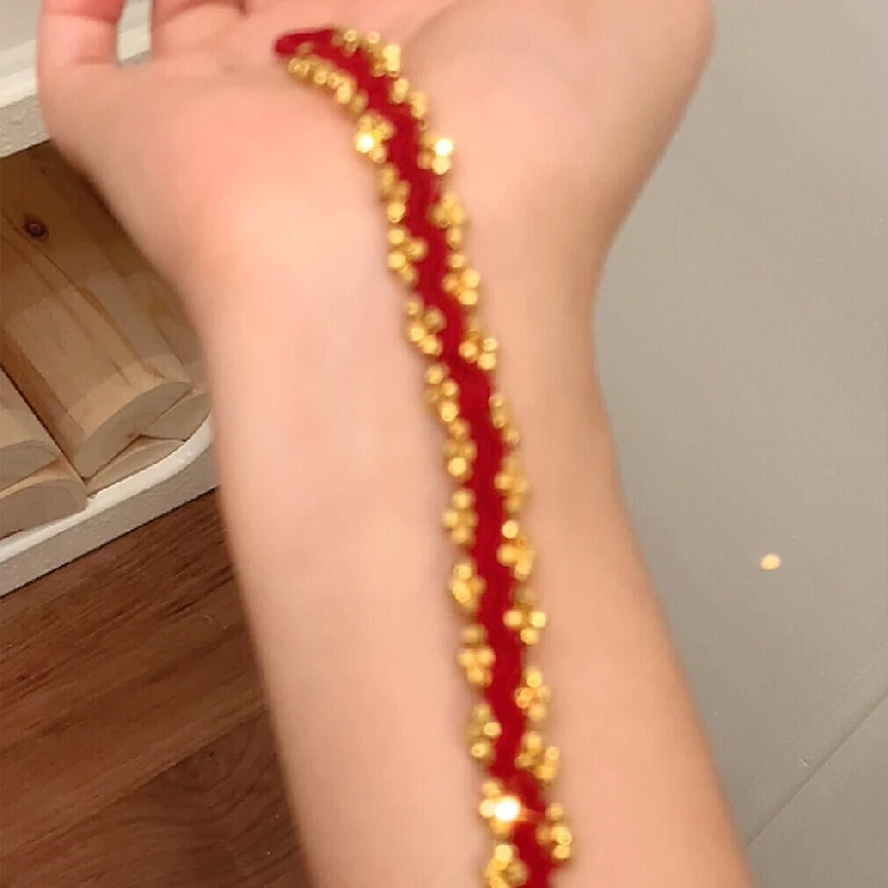 铜合金手链 新中式红色波浪纹手链女时尚轻奢小众设计感新年手饰