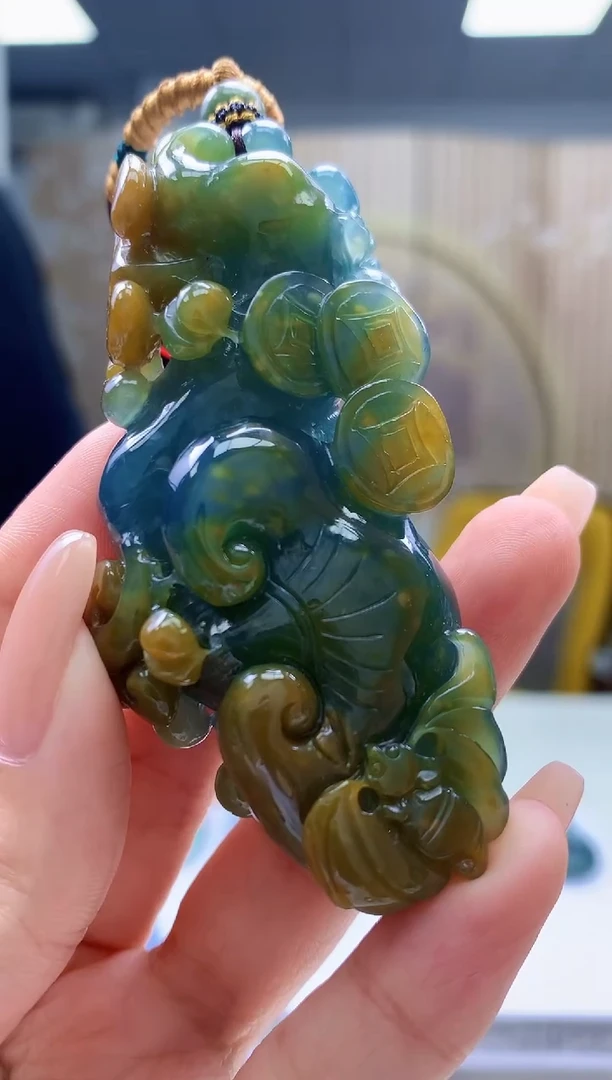 定制翡翠未镶嵌柠**@5060xx-毛货挂件58