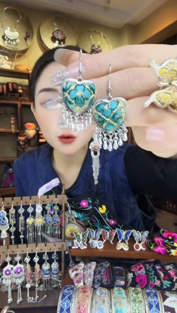 刺绣非遗刺绣民族风耳环