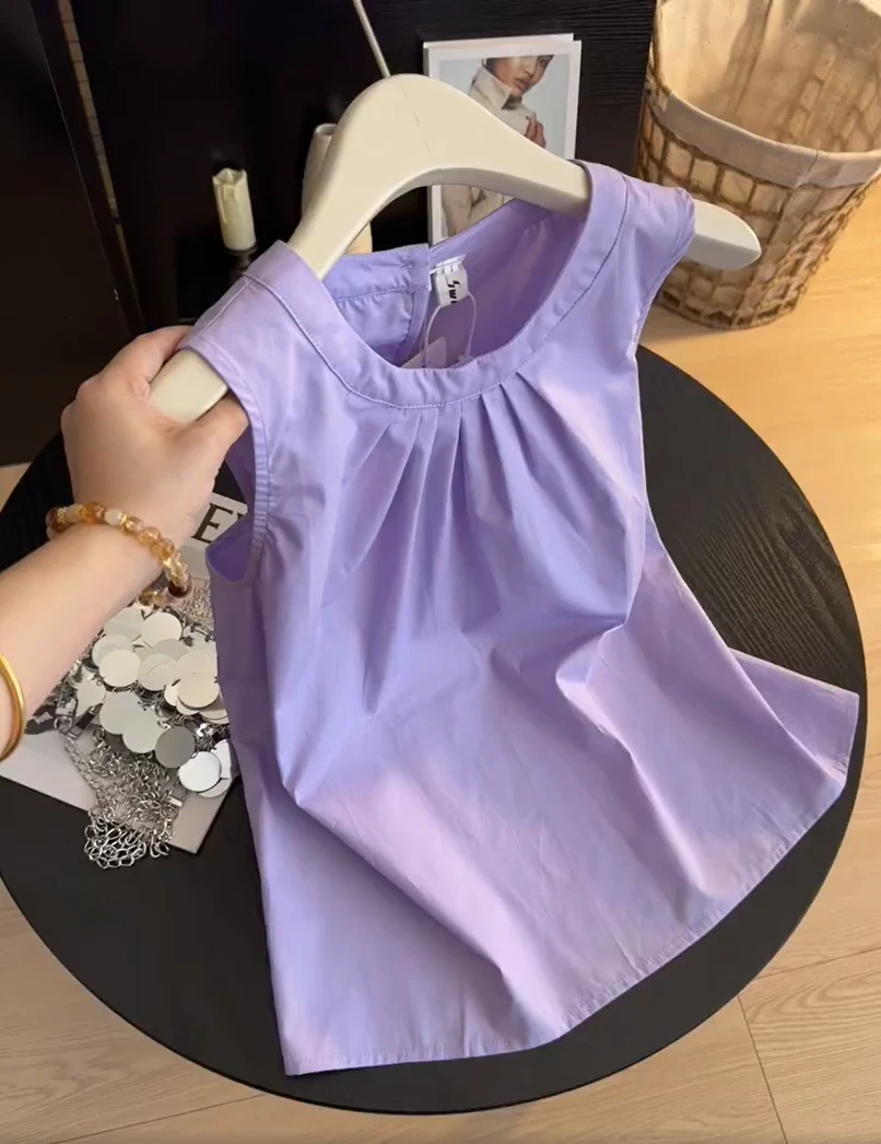 新款时尚宽松无袖露肩背心女夏季2025年新薄款设计感别致独特衬衫