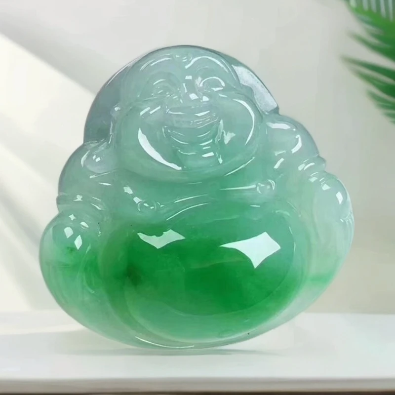 天然缅甸翡翠佛公挂件