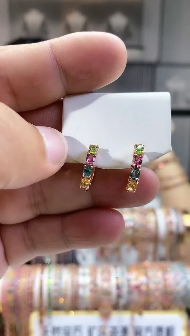 银S925镶嵌耳扣碧玺24453354354354