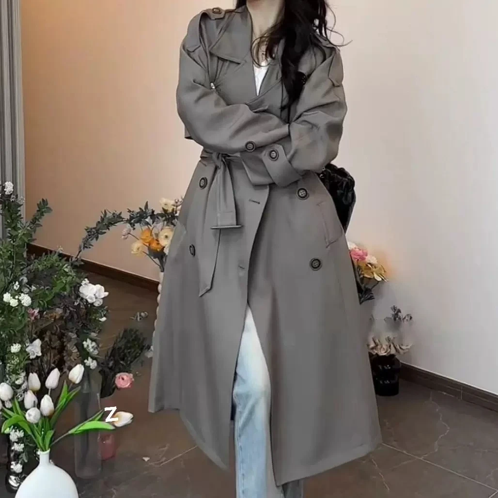 风衣外套过膝中长款女