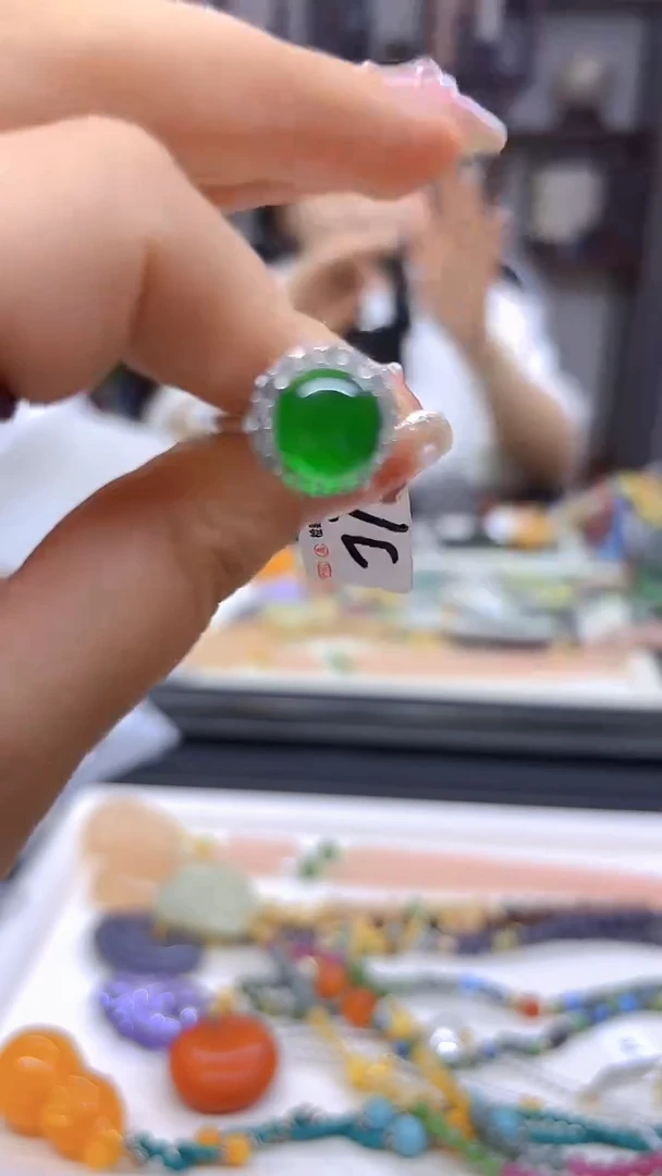 翡翠戒指银S925镶嵌DIY款J76