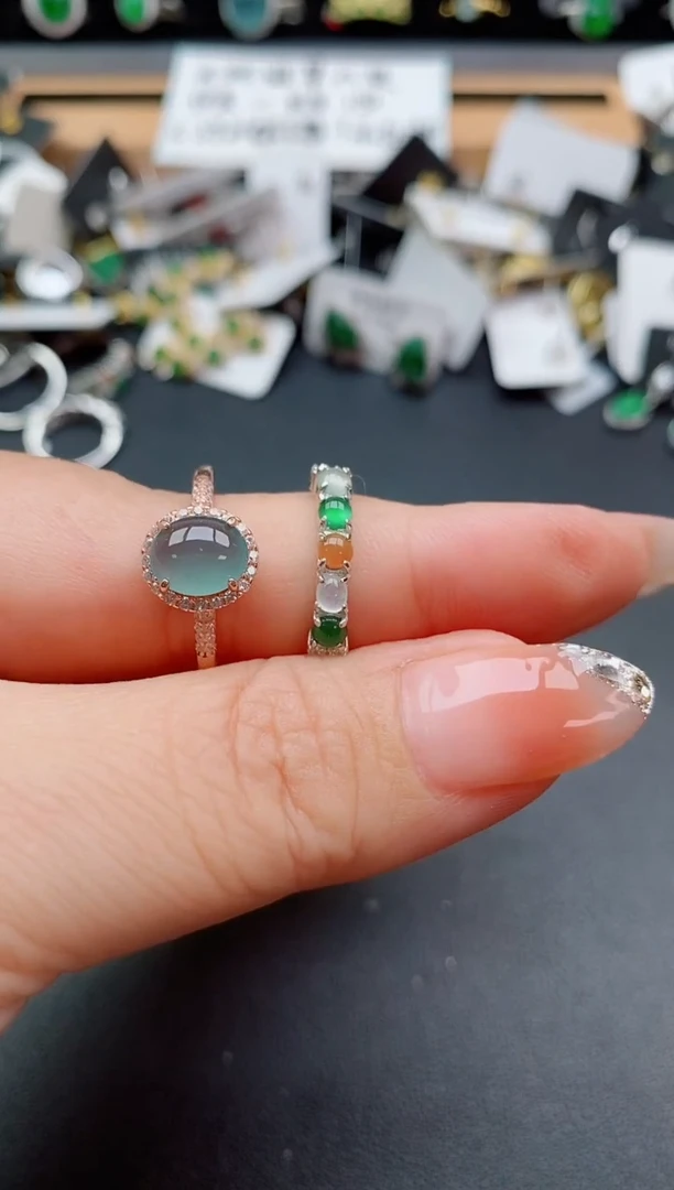 银S925镶嵌戒指翡翠1