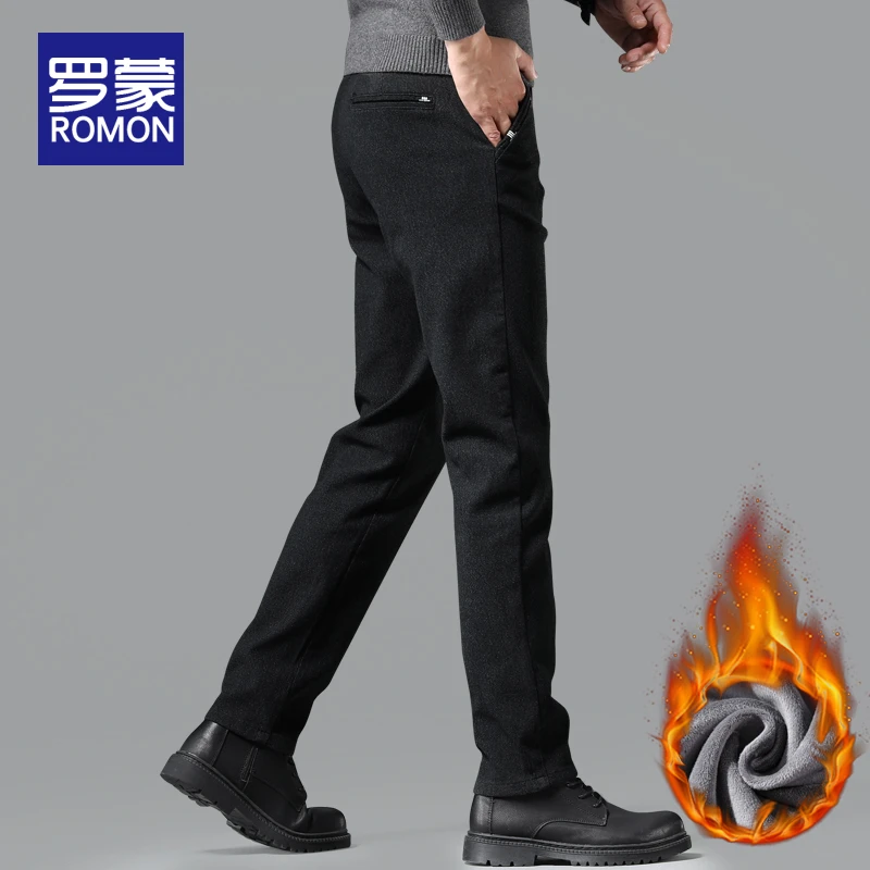 罗蒙男士秋冬高档裤子男款爆款2025新款爸爸男裤冬季直筒休闲裤男