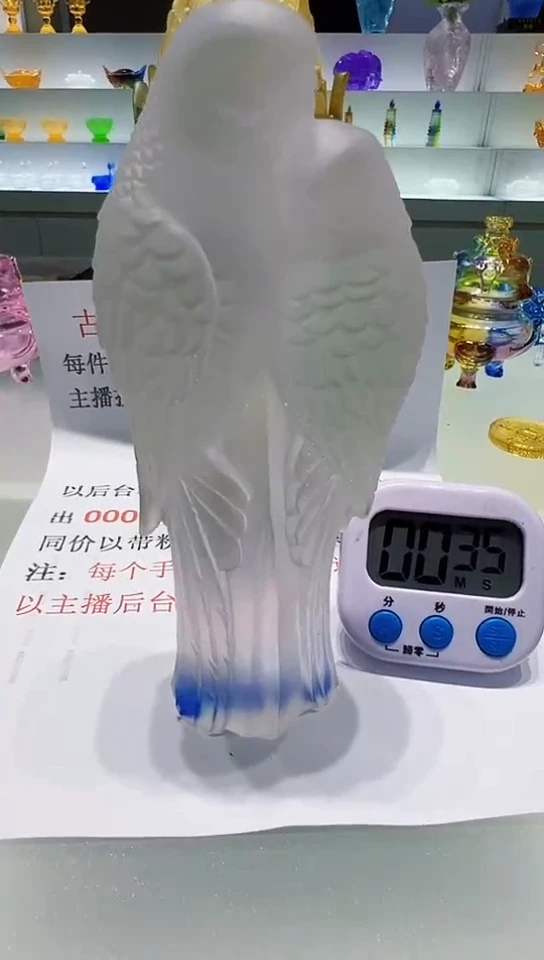 泥塑古法琉璃比翼双飞摆件