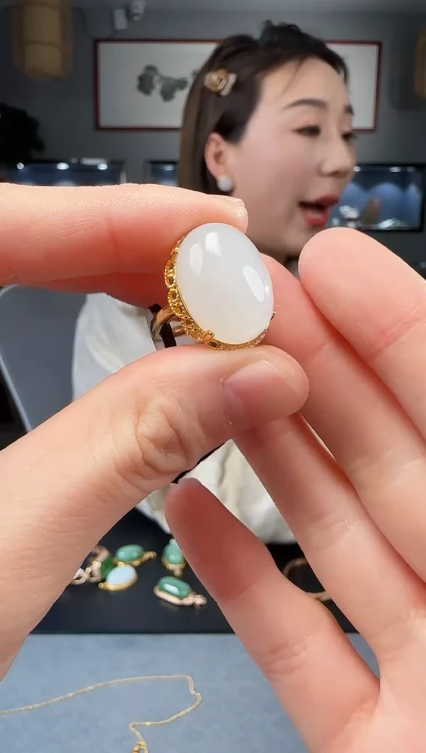 【闪购商品】和田玉戒指银S925镶嵌1